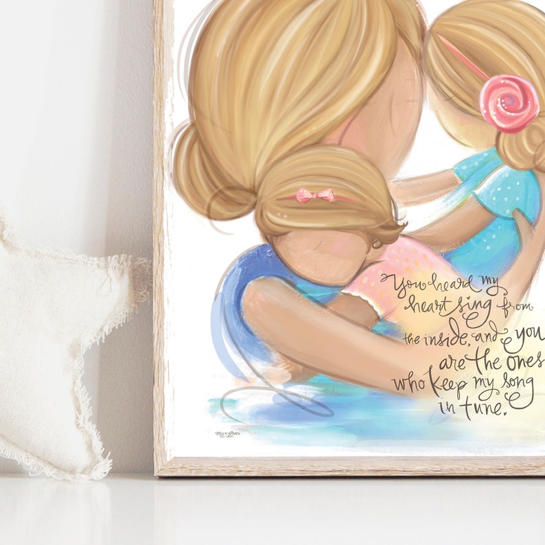 Mother and Daughter Wall Art Girls Room Decor Blonde Mother Etsy