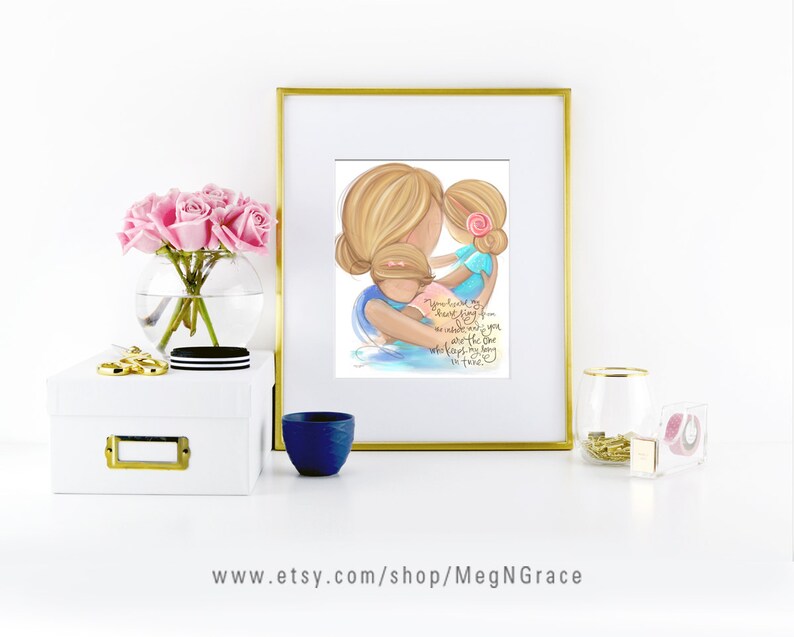 Mother and Daughter Wall Art Girls Room Decor Blonde Mother Etsy