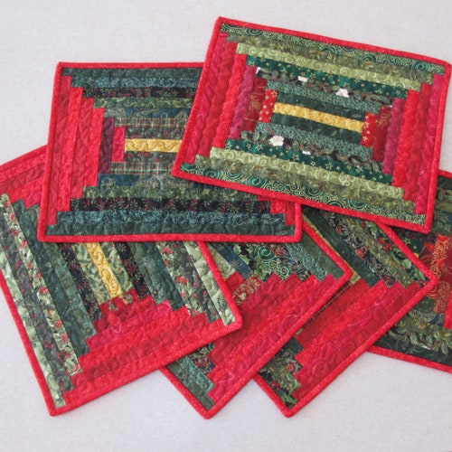 Log Cabin Placemats PDF Easy Beginner Quilt Pattern Fast and Etsy