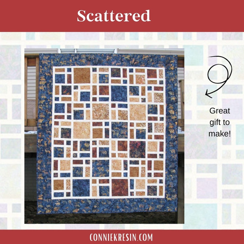 Scattered Patchwork Scattered Quilt Pattern PDF - Fat Quarter Friendly Patchwork Quilt With ...