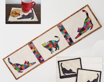 Appliqué en patchwork de chat (téléchargement PDF)