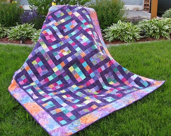 Hopscotch quilt pattern in 4 sizes, fast and easy to make and perfect for jelly roll pre-cuts, modern quilt