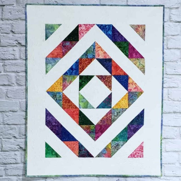 Simple Half Square Triangle HST wall hanging or baby quilt PDF