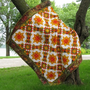 Golden Sunset Quilt Pattern, PDF, instant download, lap quilt, Modern Patchwork, throw, lap quilt, easy