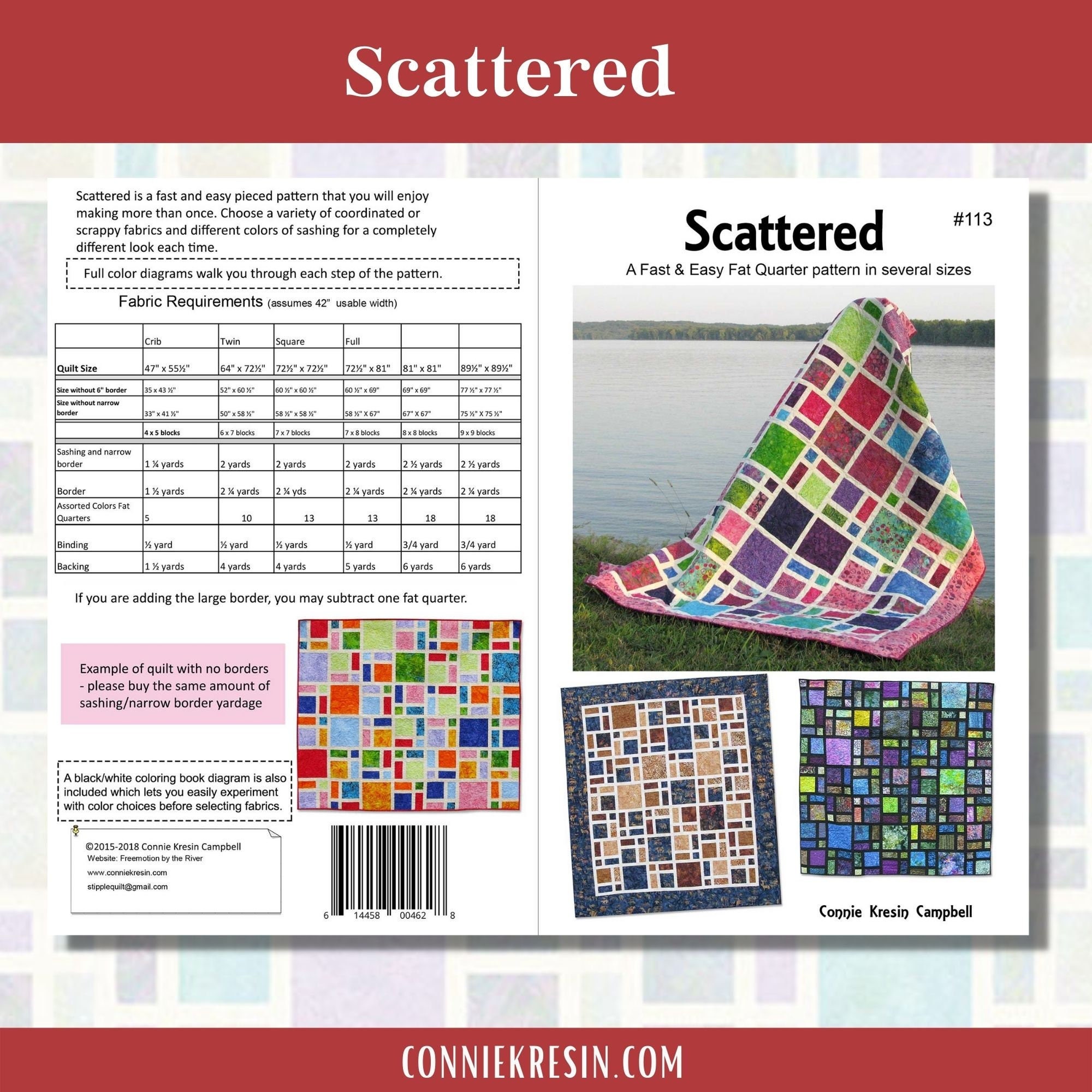 Scattered Patchwork Scattered Quilt Pattern PDF - Fat Quarter Friendly Patchwork Quilt With ...