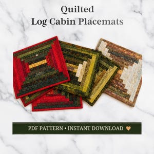 Log Cabin Placemats PDF Pattern: 3 Easy Beginner Quilt Designs