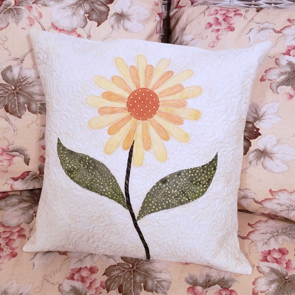 Daisy Flower Applique Pillow
