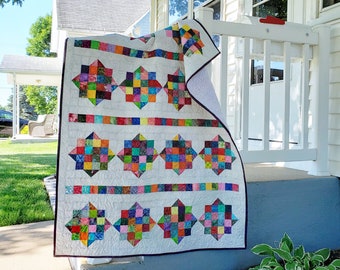 River Scraps - Easy quilt pattern for beginner quilter, modern quilt pattern PDF