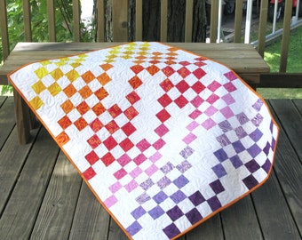 Rainbow Squares Baby Quilt Pattern PDF