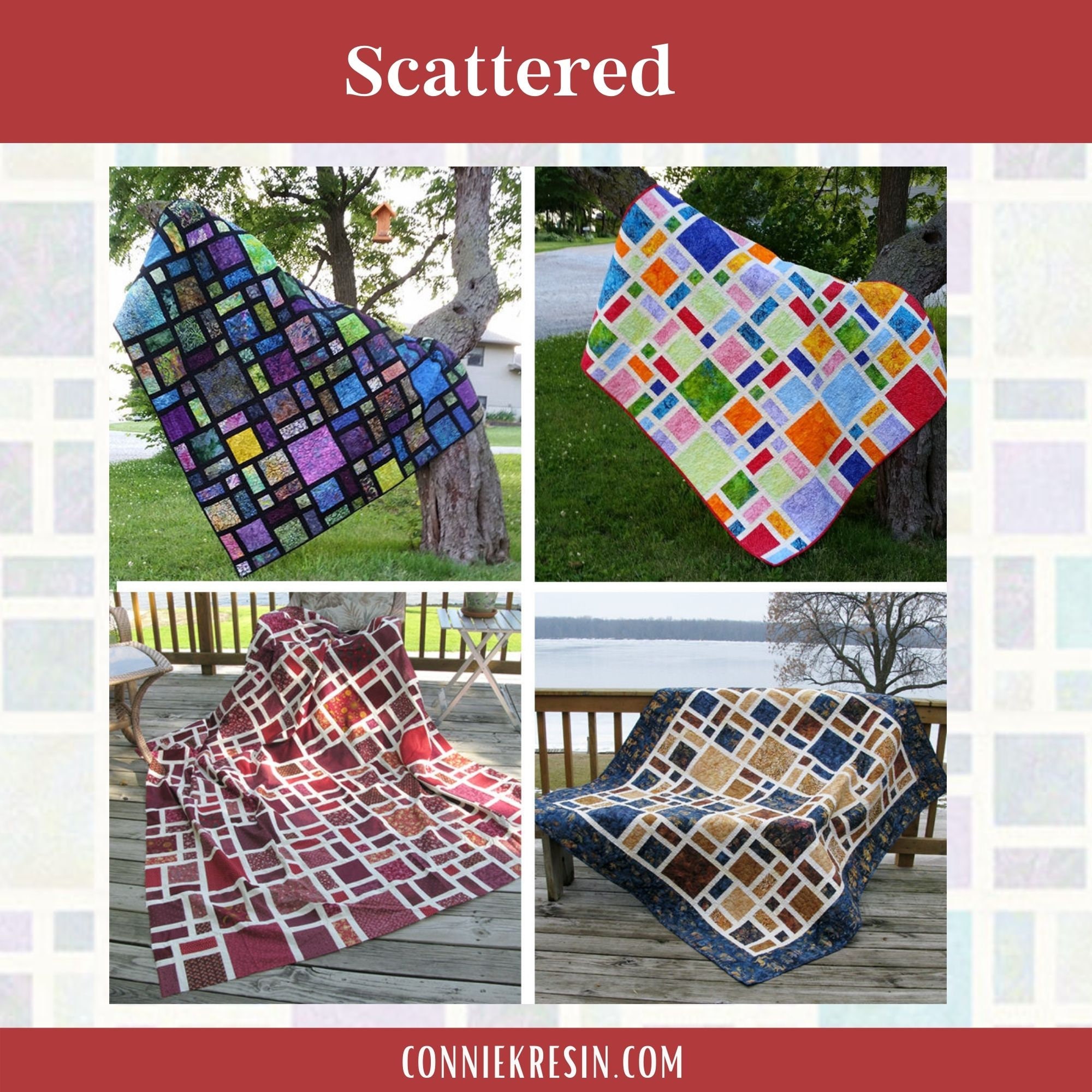 Scattered Patchwork Scattered Quilt Pattern PDF - Fat Quarter Friendly Patchwork Quilt With ...