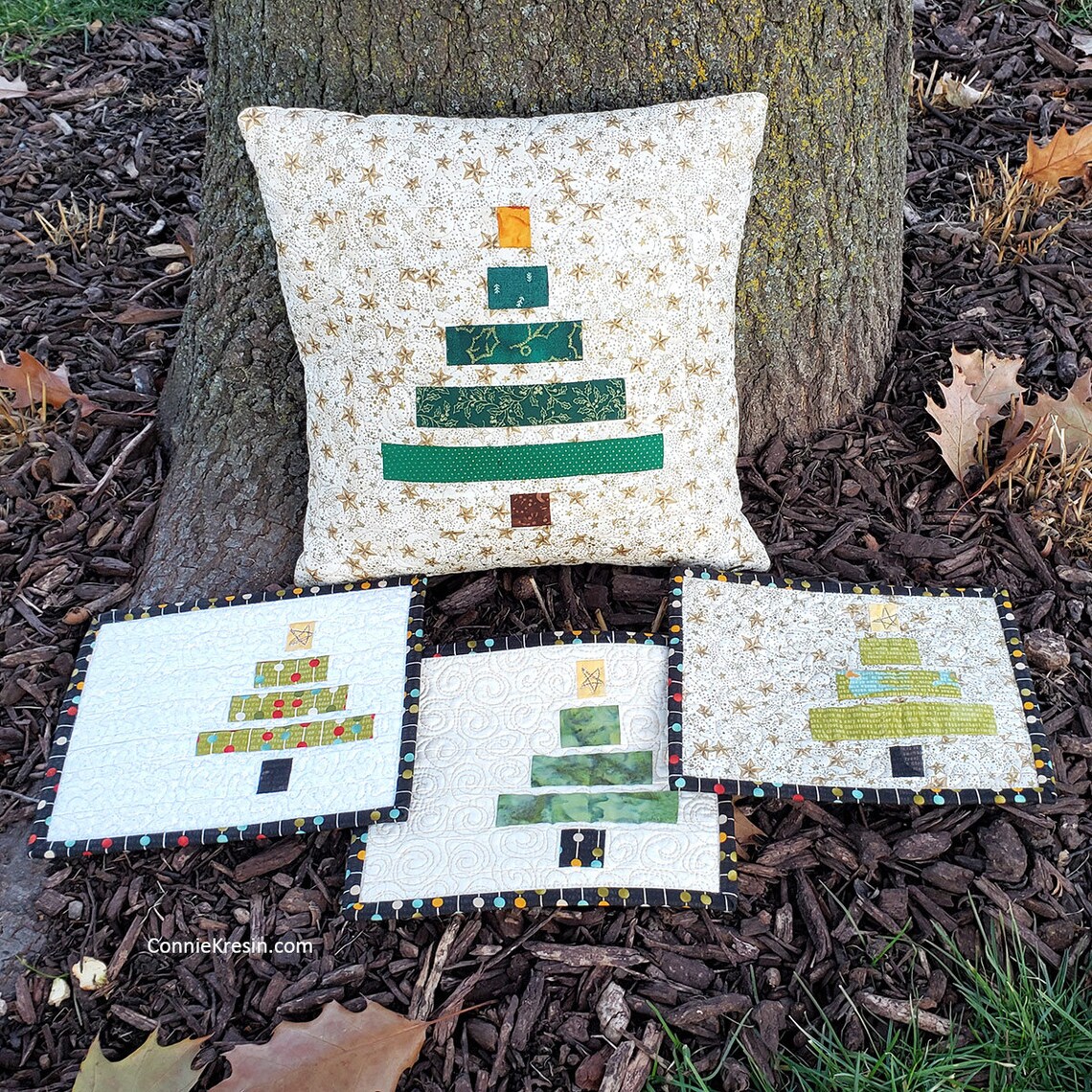 Wonky Christmas Tree Mug Rug and Pillow PDF - Etsy