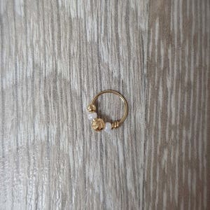 Gift Idea Gold & white beaded Extra Thin Sterling Silver \ Gold Filled, Tragus, Rook, Daith, A perfect fit for unique wedding jewelry