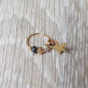 Handmade Star Piercing Earring, Beaded Piercing Hoop Earring / Star Pendant, Helix Piercing, tragus, Rook, Daith Cartilage Earring