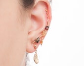 This Native American styled beauty, Garnet, tourmaline Citrine gemstone, feather pendant ear climber, will complete your graduation look