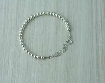 Silver beaded bracelet, delicate silver bracelet, beaded stacking bracelet, sterling silver bracelet, Beaded silver Bracelet, gift idea