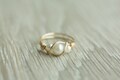 Handmade 3 pearls ring, gold or silver wrapped wire ring, 14k gold filled ring, pure silver pearl ring, bridesmaid gift, gift for her product logo