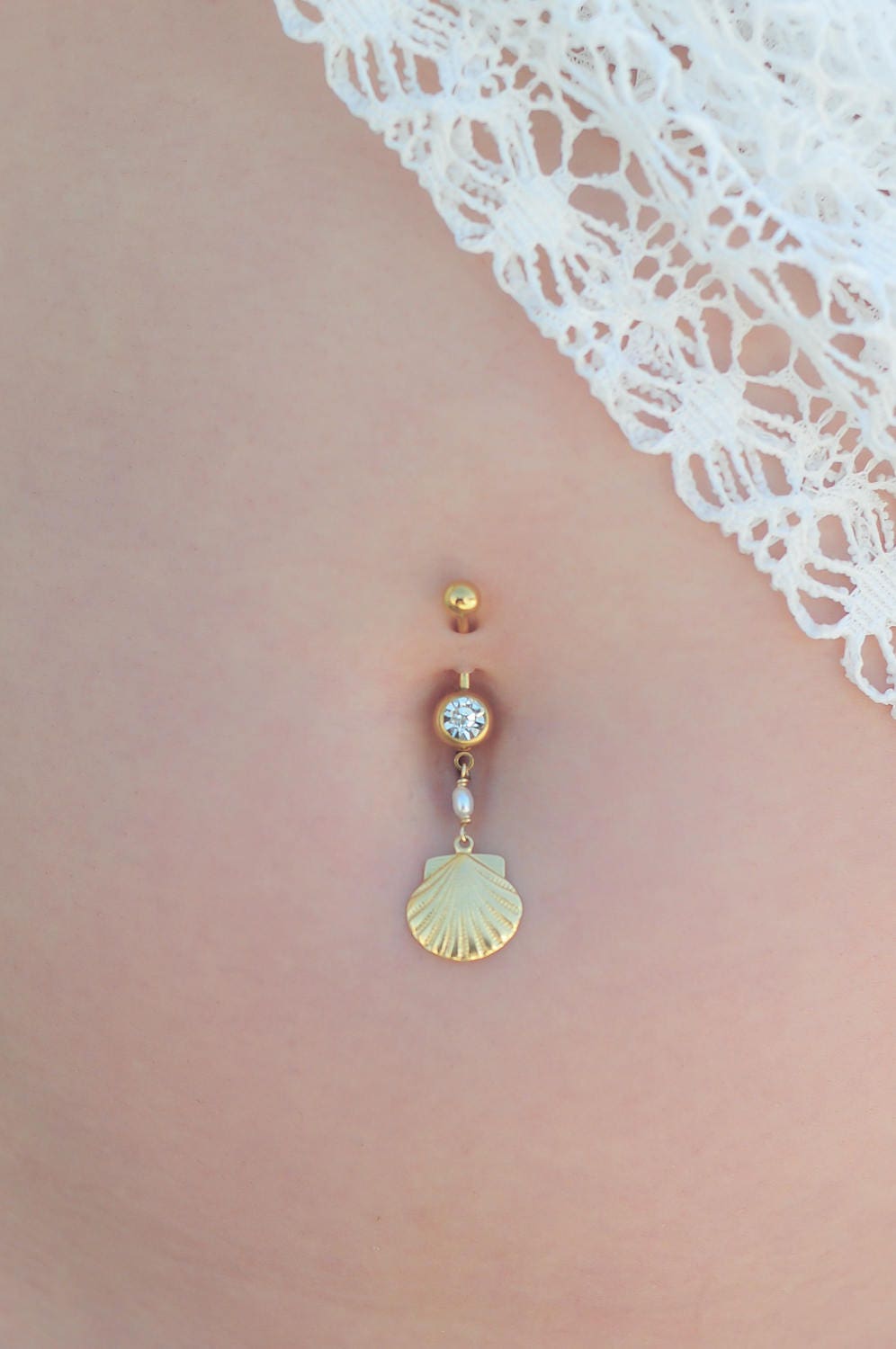 Seashell belly button best sale ring