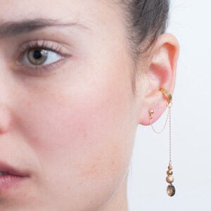 Gold EAR CUFF Earring, Swarovski Crystal Gold Ear Cuff Dangle Earring, Elegant Swarovski Crystal Drop Earring, No Piercing Gold Ear Cuff
