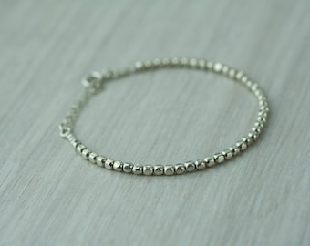 Sterling Silver, square beaded, geometric, bracelet, this dainty piece of jewelry is really all you need to complete your wedding look