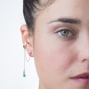 Turquoise Picasso Czech Glass Gemstone & Gold filled Beaded, Elegant ear cuff earring, a minimalist piece, perfect for your wedding jewelry