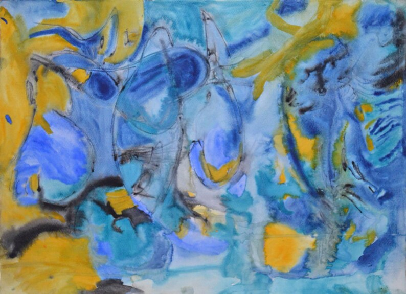 Aquarelle De Paysage Marin Becker Beste Aquarelle Art Etsy