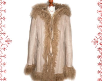 Shaggy 70s Y2k Faux Mongolian Fur & Fake Suede Vegan Jacket. 1960s