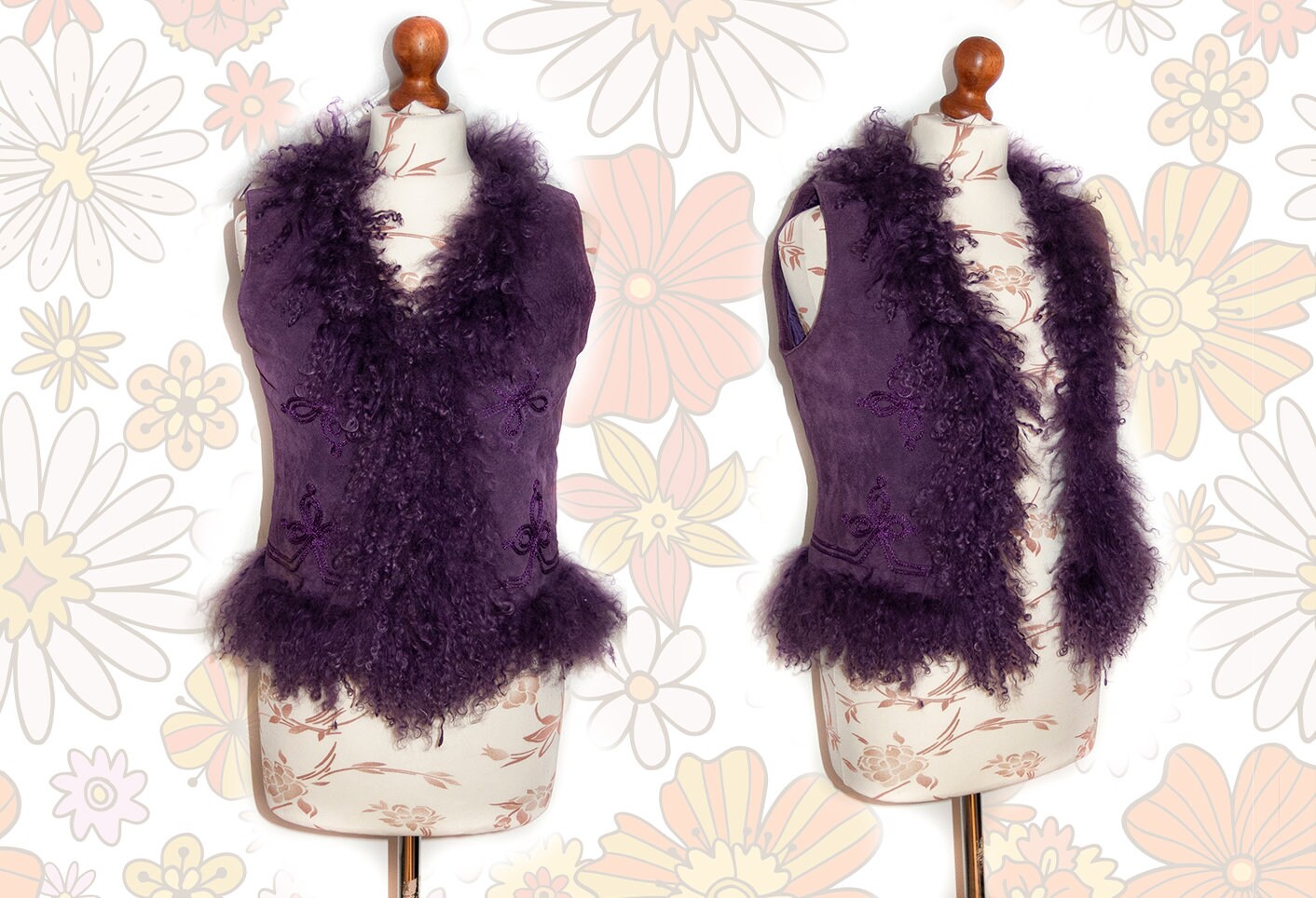 Dusty Lilac Mongolian Sheep Wool 2-3 Inches Long Pile Faux Fur
