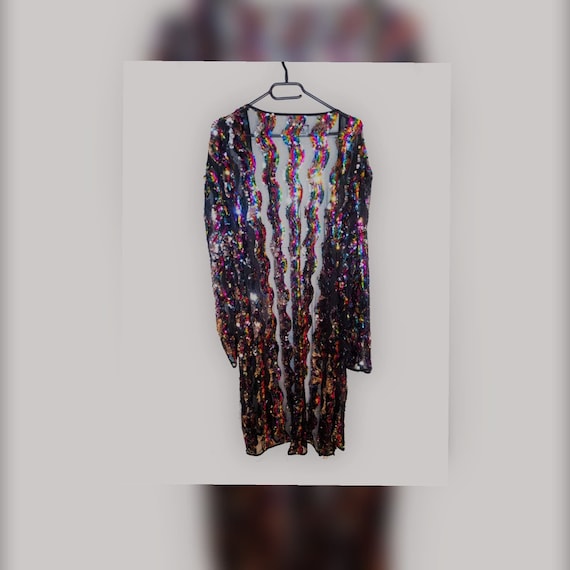 Multicolor Rainbow Sequin long jacket / overcoat /