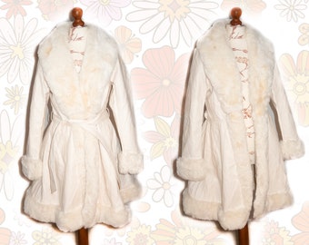 Creamy Penny Lane coat with faux fur Almost Famous 70s inspired Hippie Afghan Coat Vegan 90s y2k Vintage Princess Coat