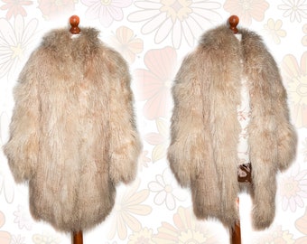 Beige fluffy mongolian fur coat  Afghan coat Almost Famous Penny Lane 70s Size L