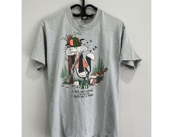 Vintage 90s Bad Day At Hunting Good Day At Work Shirt cat