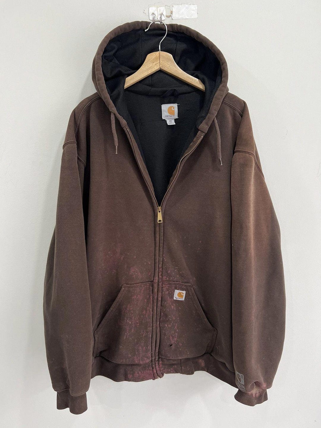Vintage Carhartt Hoodie Zip up Thermal Brown Thrashed Xxl - Etsy
