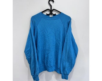 Vintage 90er Jahre Blanko Pullover Sweatshirt blau