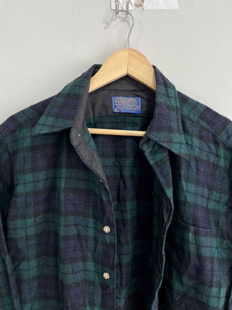 Vintage Pendleton Kariertes Hemd grün Bild 2