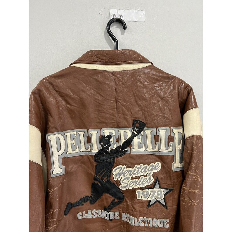 Vintage Pelle Pelle Brown Leather Jacket Coat Baseball image 5