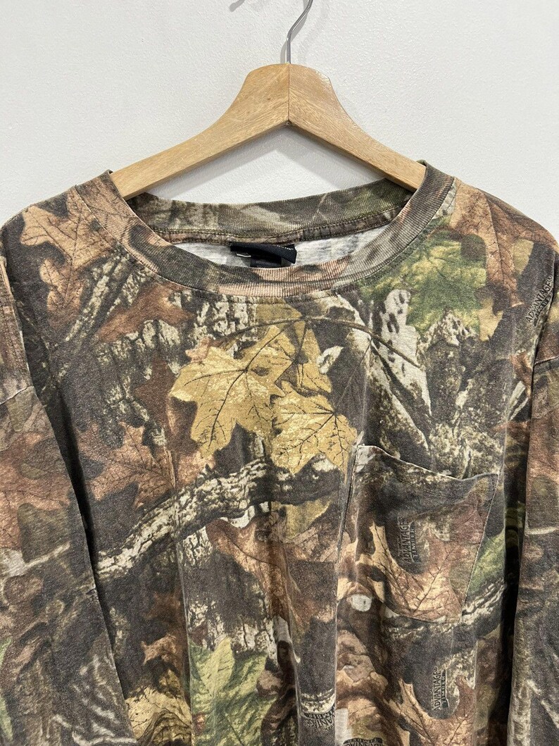 Camisa de manga comprida vintage camuflada Mossy Oak, tamanho 3XL. imagem 2