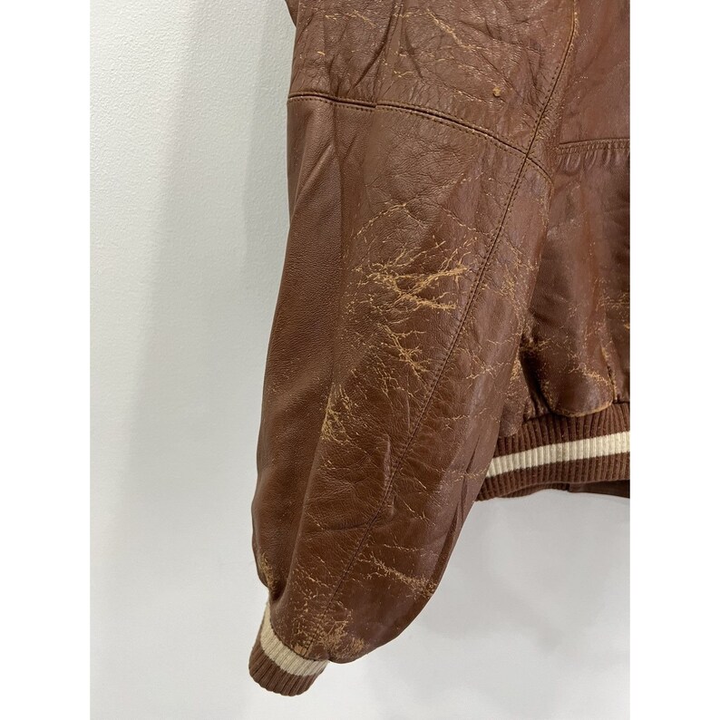 Vintage Pelle Pelle Brown Leather Jacket Coat Baseball image 6