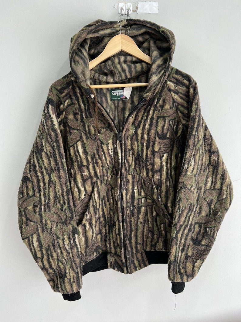 Vintage Camo Mossy Mossy Oaks Fleece Zip Up Hoodie sweater image 1