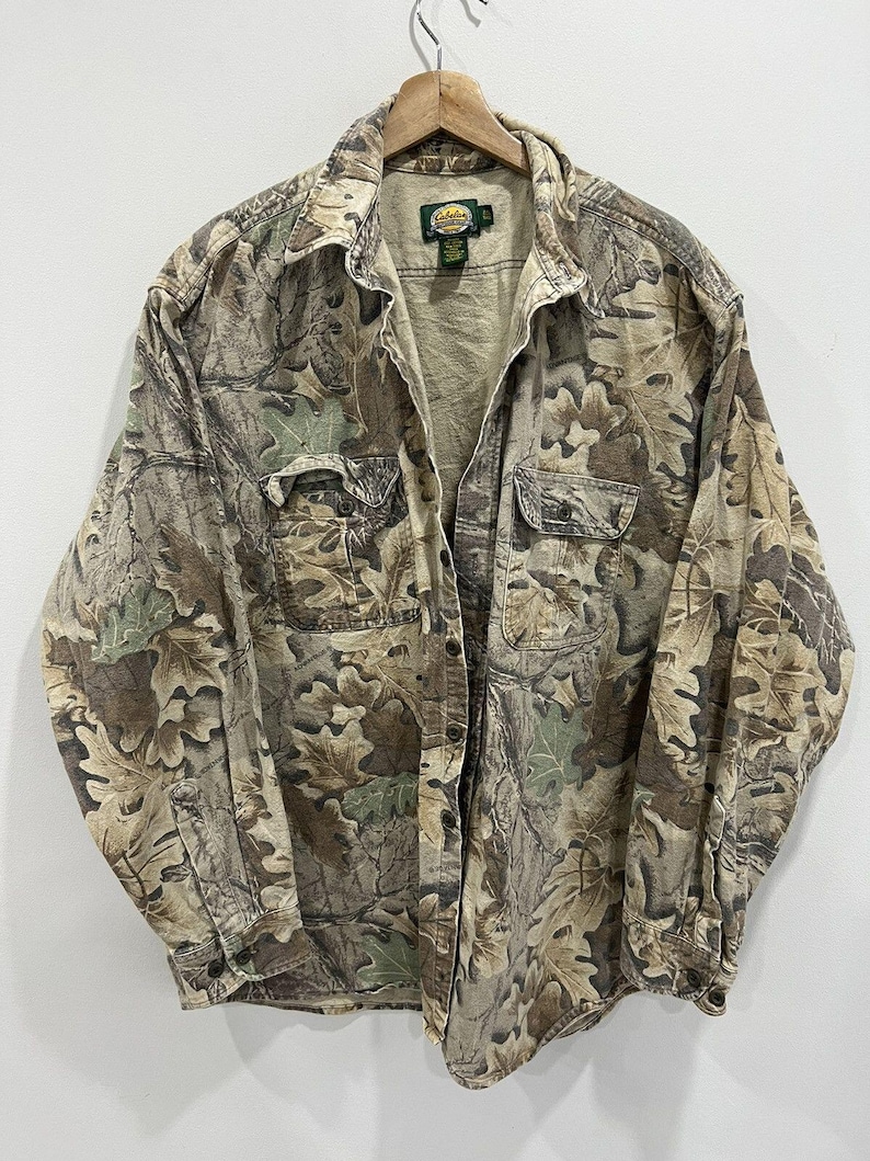 Vtg Cabelas Camo Real Tree Mossy Oaks Button Up Shirt xxl image 1