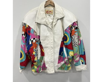 Vintage 80s Avanti Firo Jacket Leather multicolor