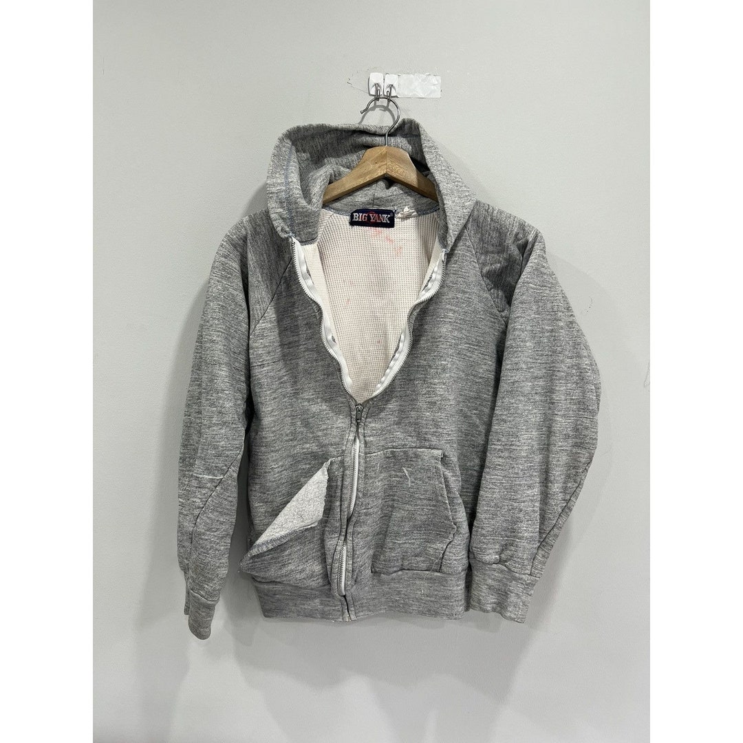 Vintage 90s Thrashed Big Yank Thermal Lined Hoodie Zip Blank