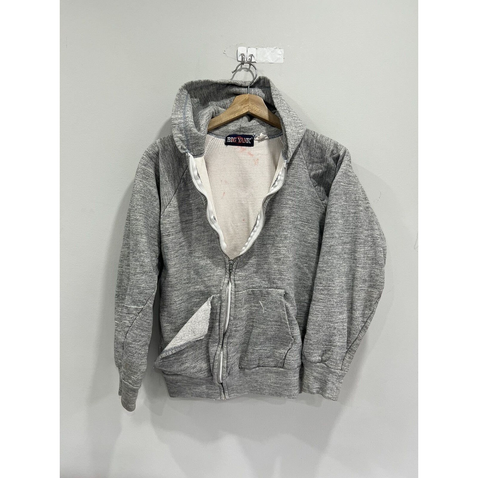 ホットセール 口コミ Thermal Yank Big Thrashed 90s Vintage Lined Blank Zip Hoodie ジャケット・アウター
