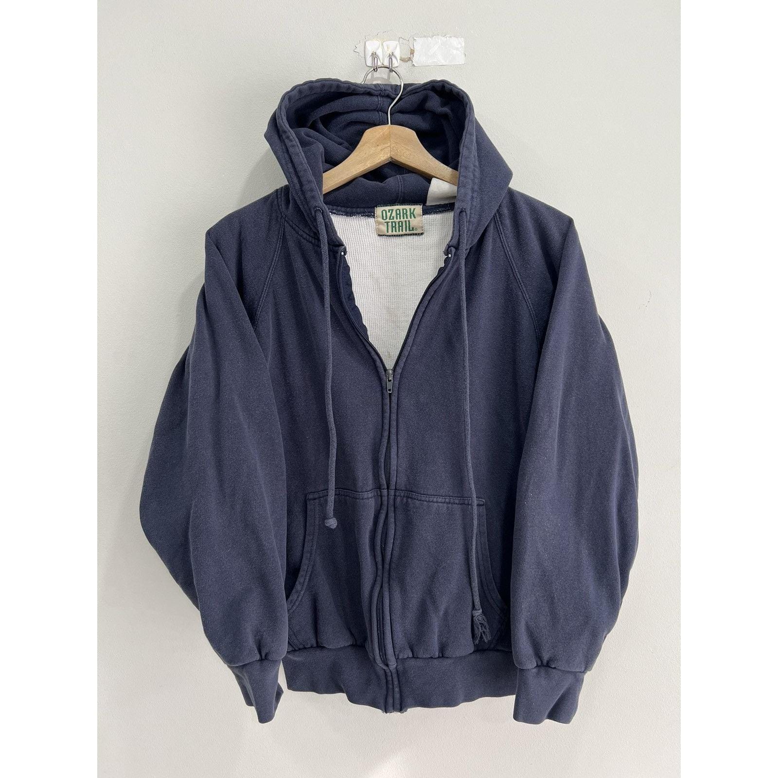 Vintage 90s Thermal Lined Hoodie Sweater Sweatshirt Zip up S