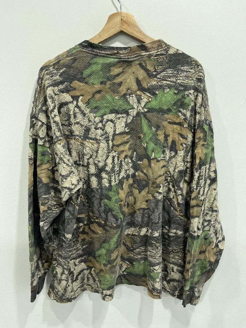 Vintage Camo Mossy Oaks Longsleeve Shirt Thermal real tree image 2