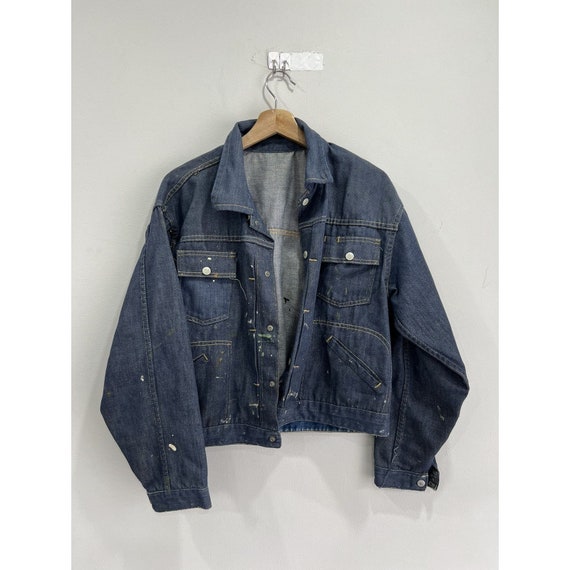 Vtg 70s JC Penney Denim Paint Splattered jacket r… - image 1