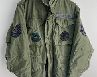 Vtg 50s 60s US Air Force Fur Collar Fleece Lined Military Shooting