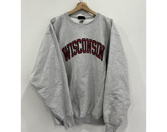 Vintage 90er Jahre Wisconsin Spellout Pullover Sweatshirt