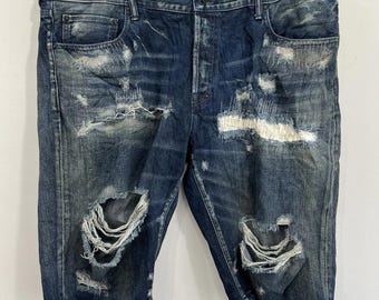 Prps-denimjeans shorts distressed, maat 42