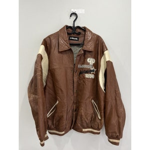 Vintage Pelle Pelle Brown Leather Jacket Coat Baseball image 2