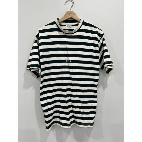 Vintage 90s Guess Jeans Striped Tee Shirt Forest Green Etsy Canada